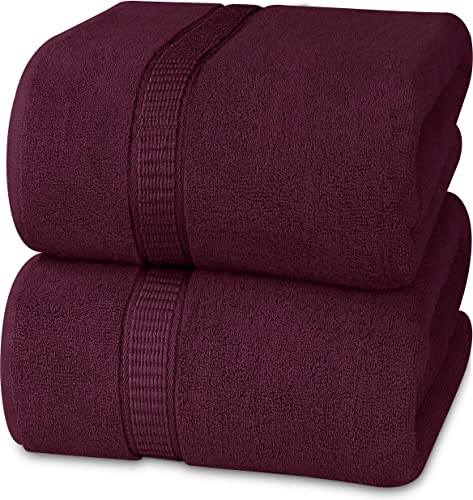 Utopia Towels - Luxurious Jumbo Bath Sheet 2 Piece - 600 GSM 100zz Ring Spun Cotton Highly Absorbent and Quick Dry Extra Large Bath Towel - Soft Hotel Quality Towel (35 x 70 Inches, Burgundy)