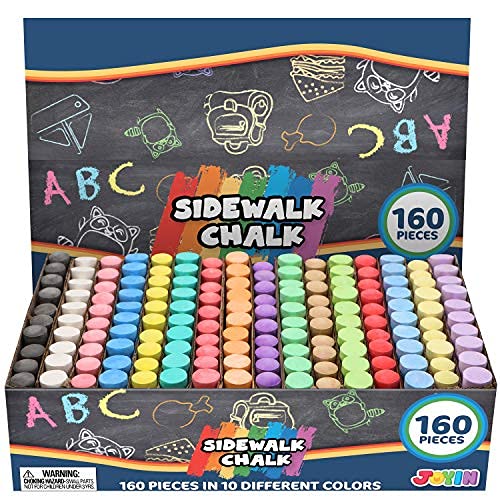 160 PCS Washable Sidewalk Chalks Set Non-Toxic Jumbo Chalk for Outdoor Art Play, Painting on Chalkboard, Blackboard and Playground