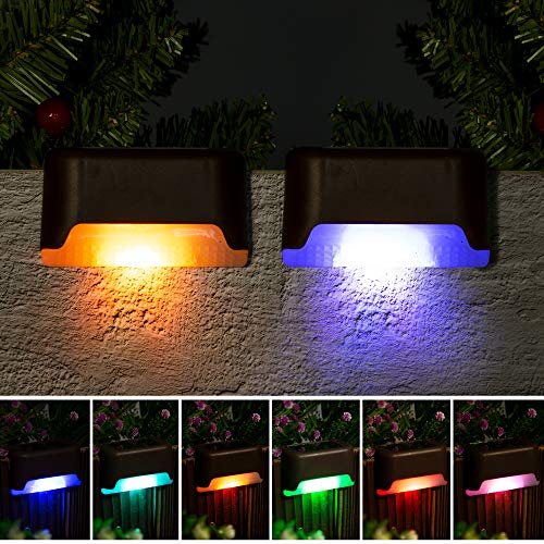 SOLPEX Color Changing Solar Deck Lights, 16 Pack Waterproof LED Lights for Decks, Stairs, Fences, Yards and Patios