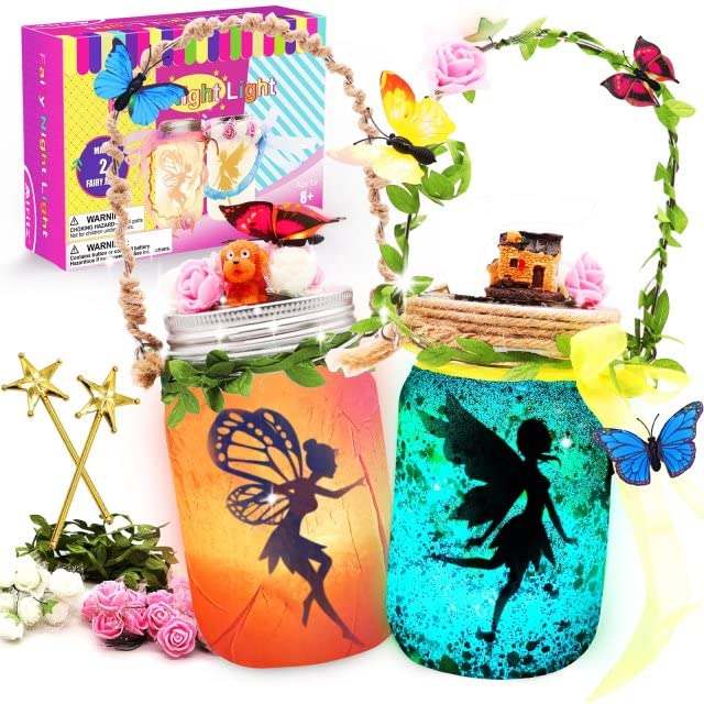 Alritz Fairy Lantern Craft Kit - Gift for Kids Girls - Remote Control Mason Jar Night Light - DIY Garden Mother