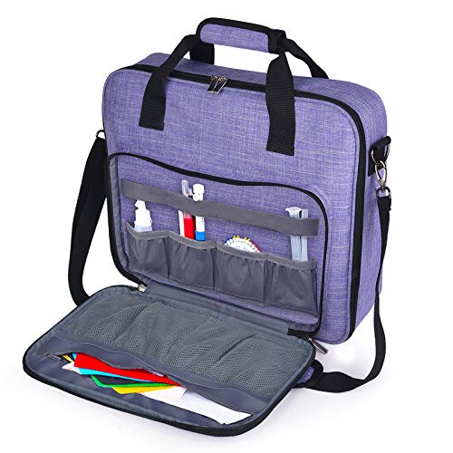 BAGLHER Embroidery Storage Bag,Embroidery Project Carrying Bag for Embroidery Kit and Cross Stitch Kits Tools with Handles and Shoulder Strap,Bag Only,Purple