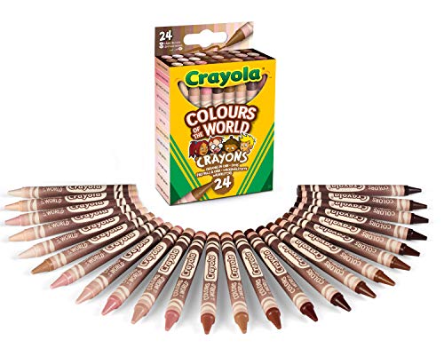 CRAYOLA Colours of the World Wax Colouring Crayons - Assorted Colours (Pack of 24) | Colours That Represent Skin Tones from Around the World | Ideal for Kids Aged 3+