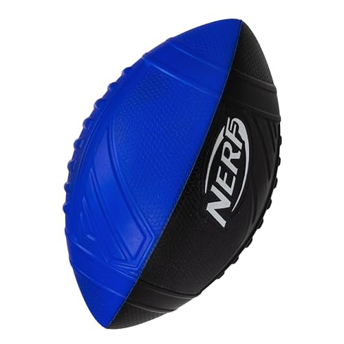 NERF Kids Foam Football - Pro Grip Youth Soft Foam Ball - Indoor + Outdoor Football for Kids - Small NERF Foam Football - 9" Inch Youth Sized Football - Blue + Black