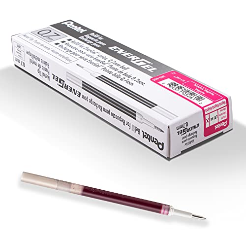 Pentel Refill Ink - For EnerGel Gel Pen, 0.7mm Metal Tip, Medium, Magenta Ink, 12 pack (LR7-V4)