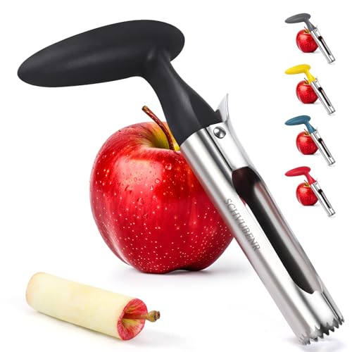 SCHVUBENR Premium Apple Corer Tool - Easy to Use and Clean - Sturdy Apple Core Remover with Sharp Serrature - Stainless Steel Corers for Apple and Pear - Core Fruits with Ease(Black)