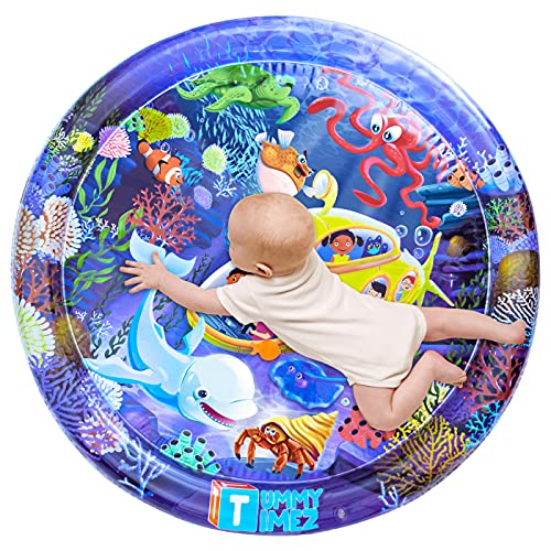 TT TUMMYTIMEZ Multi-Stage Tummy Time Water Mat, Premium Extra Large Activity Center Promoting Baby Motor & Sensory Development, Inflatable Pat & Play Stimulation Gift for Infants Toddlers Boys Girls