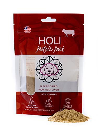 HOLI Beef Liver Dog Food Topper - Single Ingredient, Human-Grade - Freeze Dried Protein and Flavor Enhancer for Picky Dogs – Grain Free – 100zz All Natural - 4oz