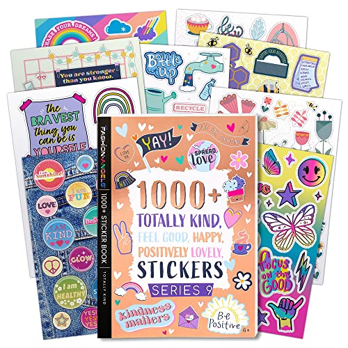 Fashion Angels 1000+ Kindness Stickers for Kids Positive Affirmation & Mental Health Stickers - 40-Page Sticker Book for Scrapbooks, Planners, Rewards, Ages 6+