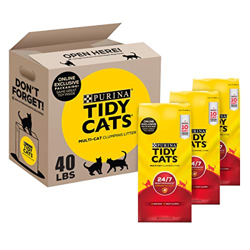 Purina Tidy Cats Clumping Cat Litter, 24_7 Performance, Clay Cat Litter, Recyclable Box - (Pack of 3) 13.33 lb. Bags