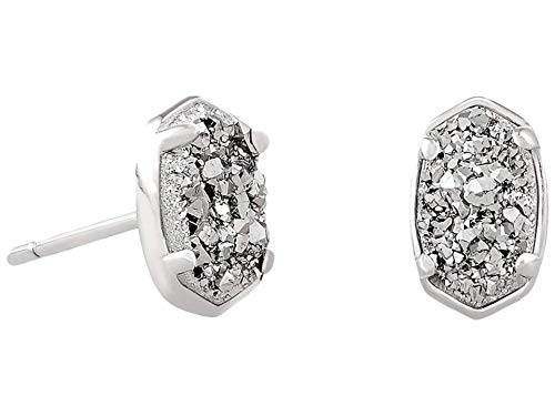 Kendra Scott Emilie Stud Earrings for Women, Fashion Jewelry, Rhodium-Plated, Platinum Drusy