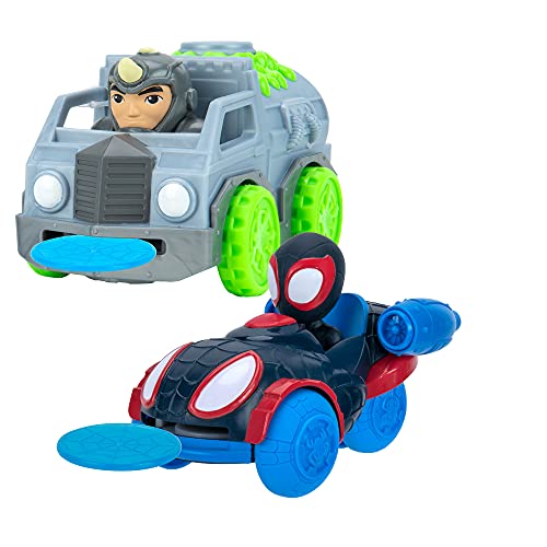 Marvel Spidey and his Amazing Friends Little Vehicle 2-Pack - 5” Disc Dashers Featuring Miles Morales Vs Rhino - Amazon Exclusive