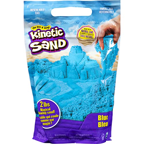 Kinetic Sand, The Original Moldable Sensory Play Sand Toys for Kids, Blue, 2 lb. Resealable Bag, Ages 3+