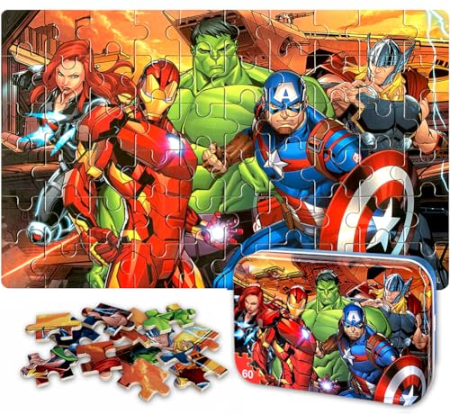 NEILDEN Puzzles for Kids Ages 4-8, Jigsaw Puzzles 60 Piece Puzzles for Kids Ages 3-5, Kids Puzzles in a Metal Box, Educational Learning Puzzle Toys for Girls and Boys