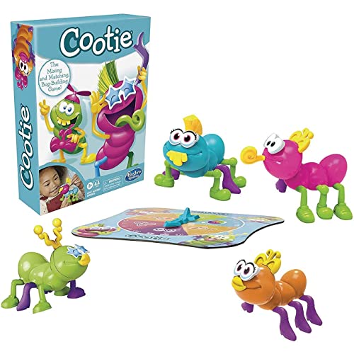 Hasbro Gaming Cootie Mixing and Matching Bug-Building Kids Game, Easy and Fun Games for Kids, Preschool Games for 2-4 Players, Kids Board Games, Ages 3 and Up