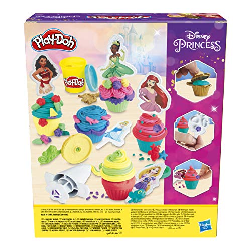 Play-Doh Disney Princess Cupcakes Playset Arts and Crafts Toy for Kids 3 Years and Up with 6 Non-Toxic Cans Including Dual Sparkle