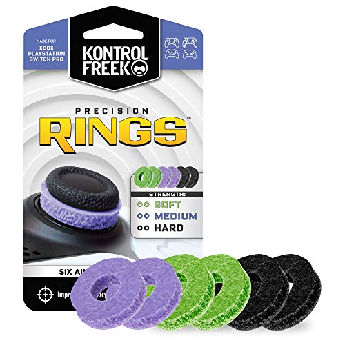 KontrolFreek Precision Rings | Aim Assist Motion Control for Playstation 4 (PS4), PS5, Xbox One, XBX, Switch Pro & Scuf Controller (Black_Purple_Green)