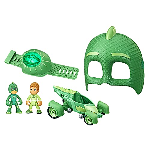 PJ Masks Gekko Power Pack Preschool Toy Set with 2 PJ-Masks-Action-Figures, Vehicle, Wristband, Costume Mask, Kids 3+ Years