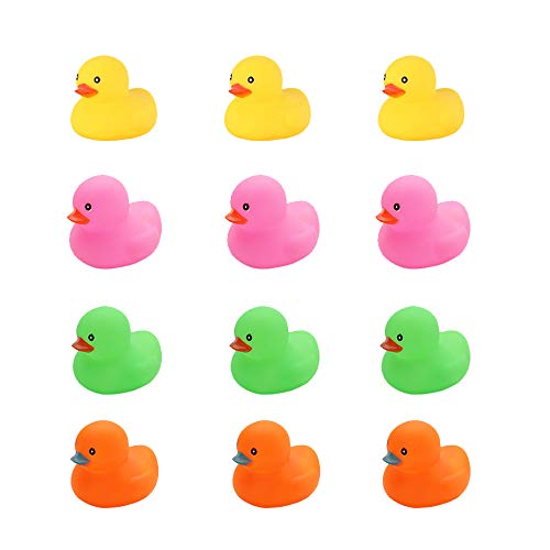 AHUA Rubber Baby Duck Bath Duck Toys 12 Pcs Multicolor Mini Duck Squeak and Float Ducks for Boys and Girls (2.2