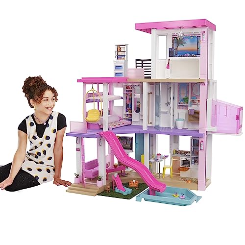 Barbie DreamHouse, Doll House Playset with 75+ Furniture & Accessories, 10 Play Areas, Lights & Sounds, Wheelchair-Accessible Elevator (Amazon Exclusive)