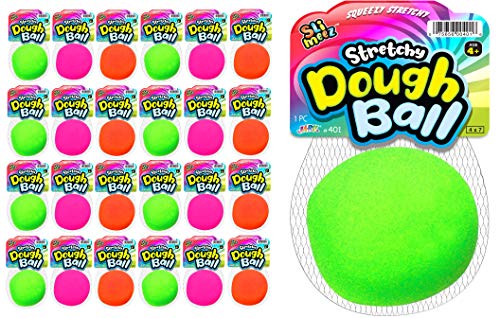 Fun A Ton Stretchy Dough Ball Squishy Toys (24 Pack) Neon Color Fidget Ball for Kids. Stress Relief Hand Therapy. Office Desk Squeeze Ball. Autism Sensory Toys. F-401-24s