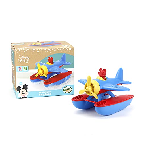 Green Toys Disney Baby Exclusive Mickey Mouse Seaplane, Blue_Red - Pretend Play, Motor Skills, Kids Bath Toy Floating Vehicle. No BPA, phthalates, PVC. Dishwasher Safe, Recycled Plastic, Made in USA.