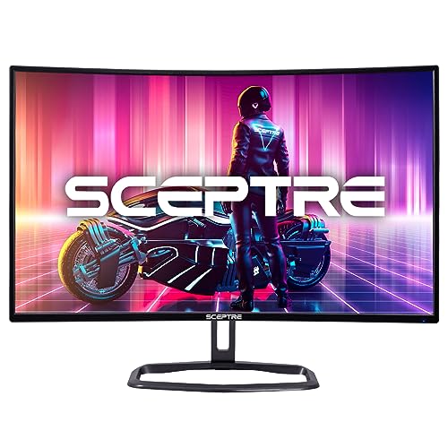 Sceptre Curved 32" FHD 1080p Gaming Monitor Up to 240Hz 1ms 99zz sRGB AMD FreeSync Premium Build-in Speakers, HDMI x3 Displayport Machine Black (C325B-FWD240)