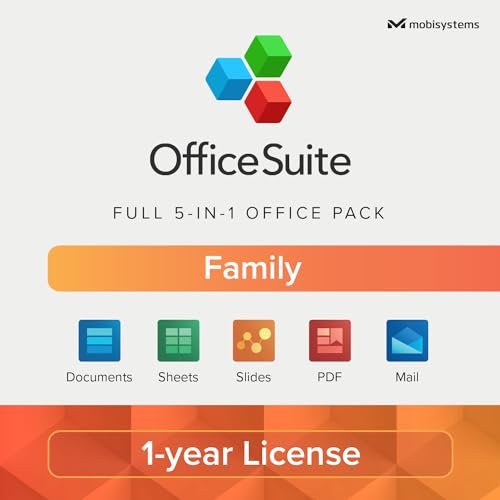 OfficeSuite Family Compatible with Microsoft® Office Word® Excel® & PowerPoint® and Adobe® PDF for PC Windows 10, 8.1, 8, 7 - 1-year license, 6 users