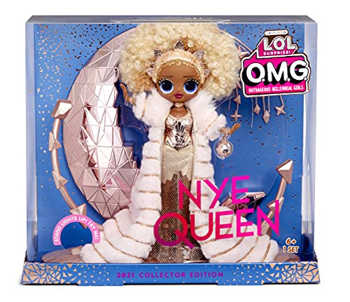 L.O.L. Surprise! Holiday OMG 2021 Collector NYE Queen Fashion Doll with Gold Fashions, Accessories, New Year