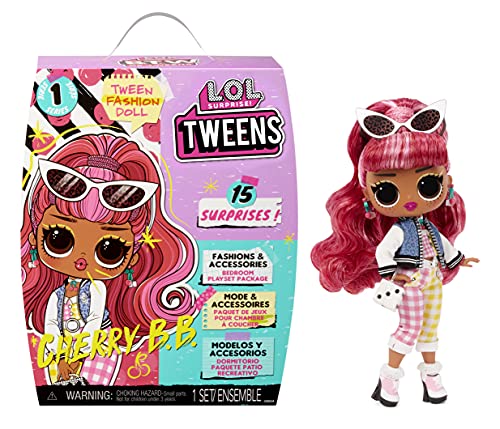 LOL Surprise Tweens Cherry BB Fashion Doll with 15 Surprises, Pink Hair, Including Stylish Outfit and Accessories with Reusable Bedroom Playset - Gift for Kids, Toys for Girls Boys Ages 4 5 6 7+ Years