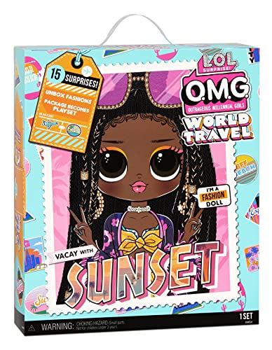 L.O.L. Surprise! World Travel Sunset Fashion Doll with 15 Surprises Including Outfit, Travel Accessories and Reusable Playset – Great Gift for Girls Ages 4+