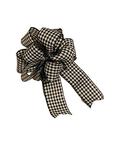 Large- White_Black Houndstooth - Add On Bow for Wreaths or Signs - Fluffy Bow for Gift or Present