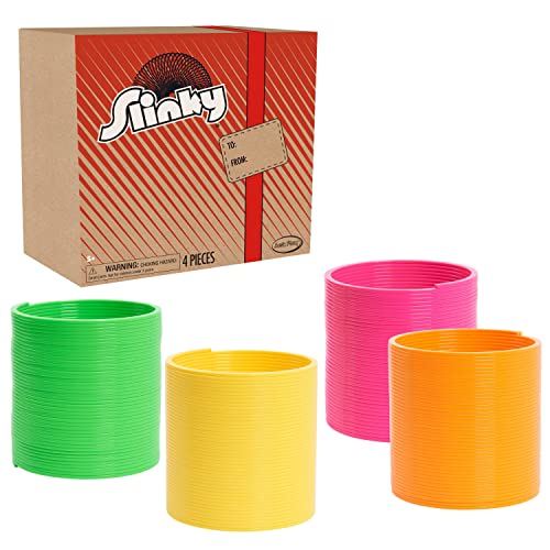 Just Play Slinky the Original Walking Spring Toy, Plastic Giant Slinky 4 Pack, Kids Toys for Ages 5 Up