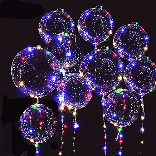 Yongxiang 10 PACKS LED Bobo Balloons,Transparent LED Light Up Balloons,Helium Style Glow Bubble Balloons with String Lights for Party Birthday Wedding Festival Decorations (Colorful)