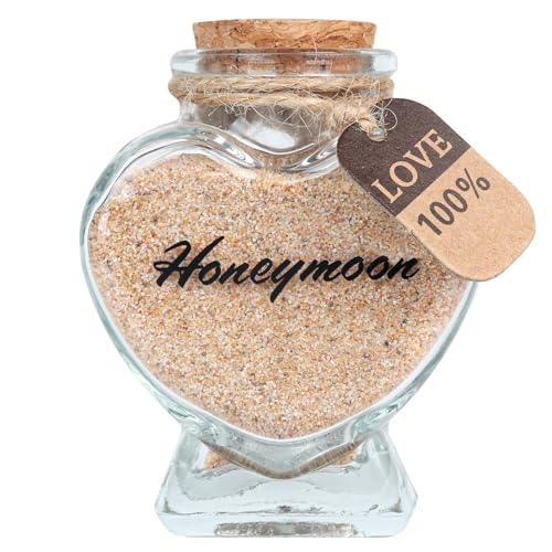 Honeymoon Sand Keepsake Jar - Honeymoon Gifts for Newlyweds Couple,Wedding,Engagement Vacation Travel - Wedding Gifts for Couple with Unique Romantic (HEART SHAPED JAR)