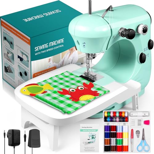 Sewing Machine, Mini Sewing Machine for Beginner with Eco-Friendly Material, Dual Speed Portable Sewing Machine with Extension Table, Light - Easy to Use, Best Gift for Kids and Women, Space Saver