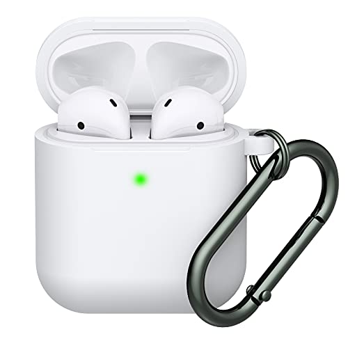 LELONG Compatible with Airpods Case Cover, Soft Silicone Protective Case Cover with Keychain for Apple Airpods 2nd 1st Charging Case Men Women [Front LED Visible]