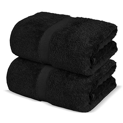 Towel Bazaar Premium Turkish Cotton Super Soft and Absorbent Towels (2-Piece Bath Sheet Towel, Black)