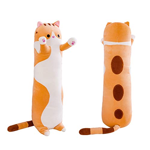 shangman Lovely Plush Cat Doll Cute Cartoon Soft Stuffed Kitten Pillow Long Throw Sleeping Toy Gift for Kids Girlfriend Multiple Size (Brown,70cm_27.5in)