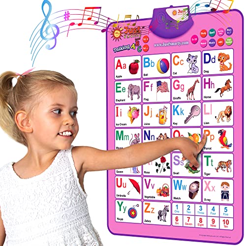 Just Smarty Interactive Alphabet Wall Chart | Talking ABCs & 123s Music Poster | Learning Toys for Toddlers 1-3 | Best Gift for Toddler Girl Ages 1 2 3 4 5 | Learning Posters for Toddlers 2-4 Years