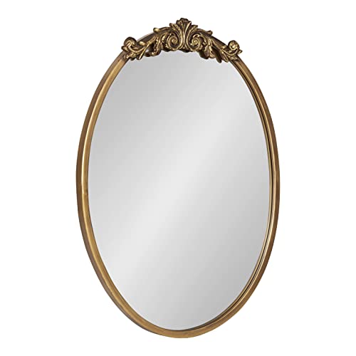 Kate and Laurel Arendahl Ornate Glam Oval Wall Mirror, 18 x 24, Antique Gold, Beautiful Bohemian Mirror for Wall