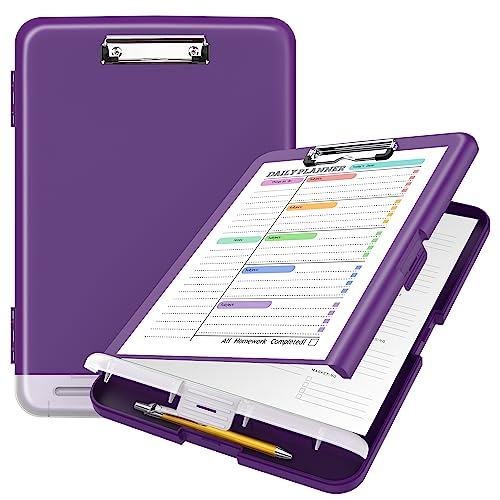 Sooez Clipboard with Storage, High Capacity Nursing Clipboards with Pen Holder, Heavy Duty Plastic Storage Clipboard with Low Profile Clip, Clipboard Folder, Teacher Must Haves, Office Supplies