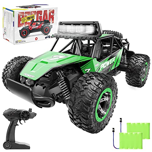 BEZGAR TB141 RC Cars-1:14 Scale Remote Control Car, 2WD High Speed 20 Km_h Electric Toy Off Road RC Car Vehicle Truck Crawler with LED Headlight and Two Rechargeable Batteries for Kids and Adults