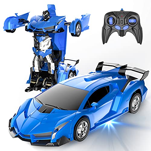 Desuccus Remote Control Car, Transform Robot RC Car for Kids, 2.4Ghz 1:18 Scale Model Racing Car with One-Button Deformation, 360°Drifting, Transforming Robot Car Toy Gift for Boys and Girls(Blue)