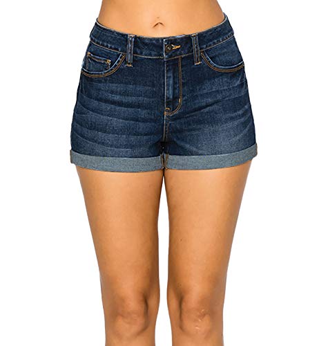 WAX JEAN Butt I Love You Repreve High Waisted Sustainable Denim Shorts, Dark, Small