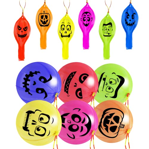 36 Halloween Punch Balloons, Halloween Party Favors Decorations Heavy Duty Punching Balloons for Kids Prizes Halloween Games, Trick or Treat Toy, Goodie Bag Filler, 6 Themes