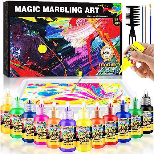 Arts & Crafts For Kids Ages 8-12 6-8,Water Marbling Paint Kit, Art Supplies for Kids,Birthday Gifts Toys For Girls Boys 6 7 8 9 10 11 12 Year Old