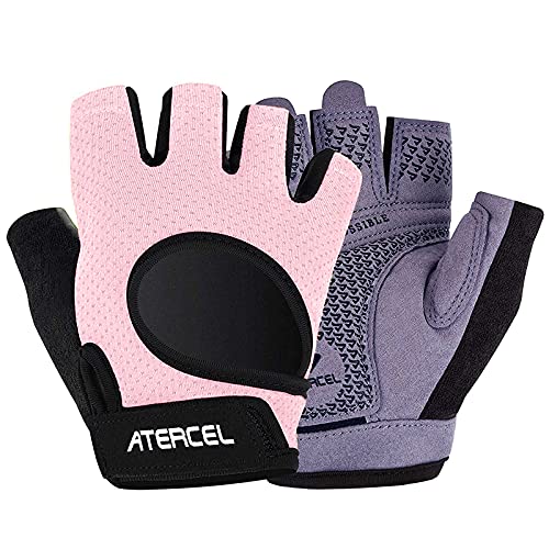 ATERCEL Weight Lifting Gloves Full Palm Protection, Workout Gloves for Gym, Cycling, Exercise, Breathable, Super Lightweight for Men and Women(Pink, S)