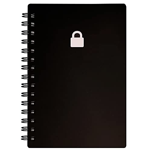 Spiral Password Book with Alphabetical Tabs - 3.5x5.25 inch Password Keeper with A-Z Tabs for Internet Login, Website, Username, Password. Black Password Notebook for Home or Office