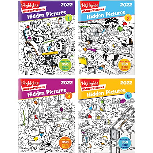 Highlights Hidden Pictures 2022 Activity Books for Kids Ages 6 and Up, 4-Book Set of Travel-Friendly Screen Free Seek and Find Fun, Books Double as Coloring Books