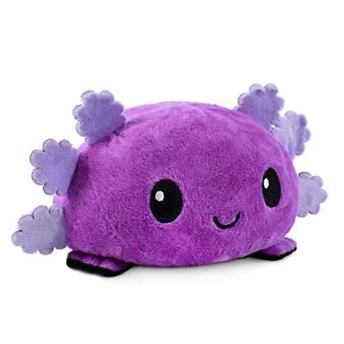 TeeTurtle - The Original Reversible Axolotl Plushie - Purple + Black - Cute Sensory Fidget Stuffed Animals That Show Your Mood 4 inch